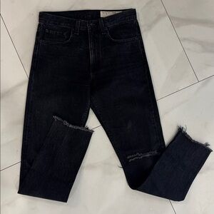 Rag & Bone Black Classic Straight Leg High Waist Denim Jeans.  Sz 26